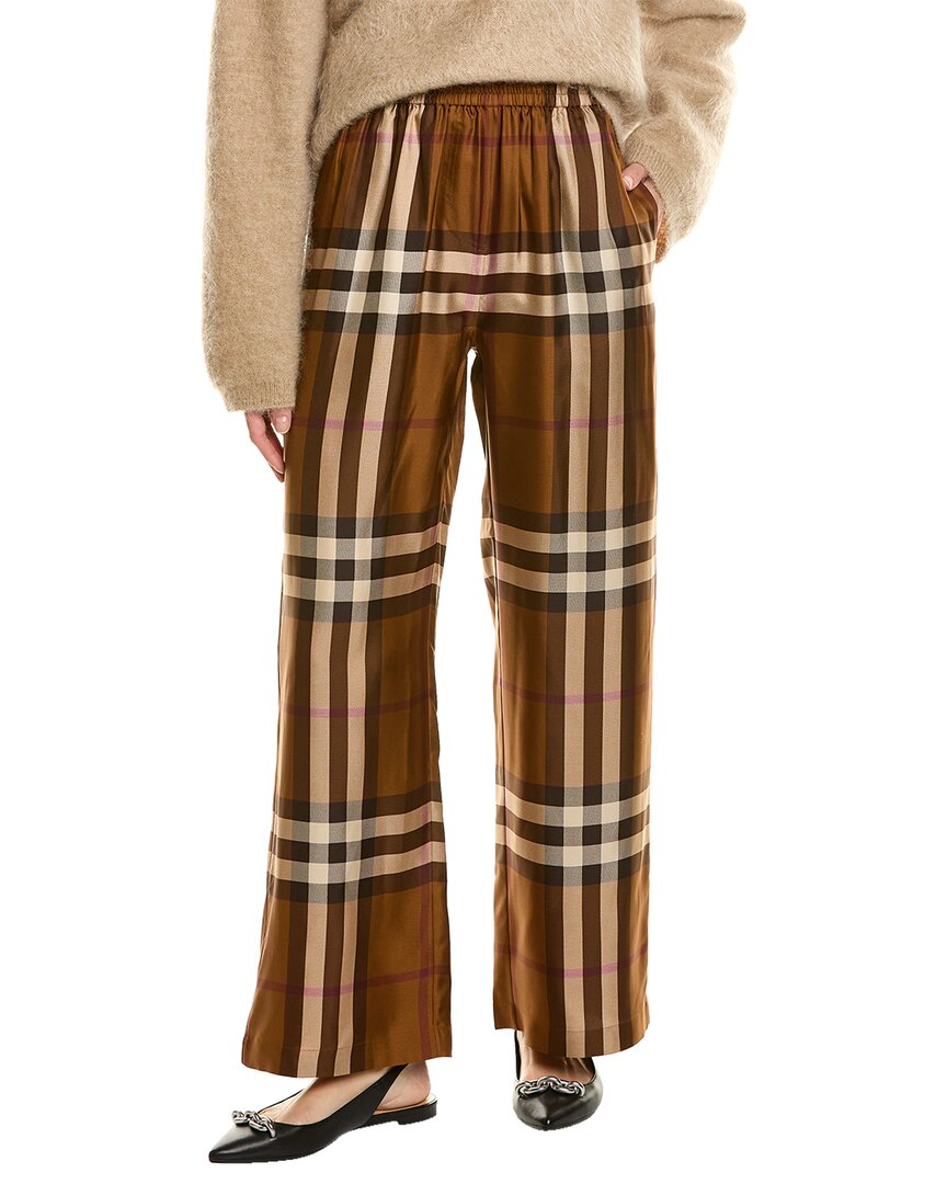 BURBERRY Burberry Check Silk Wide Leg Trouser