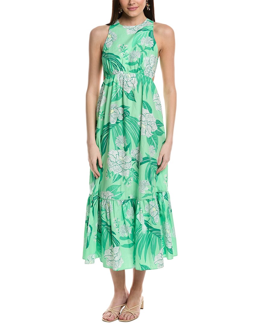 Shop Farm Rio Dewdrop Floral Midi Dress In Green