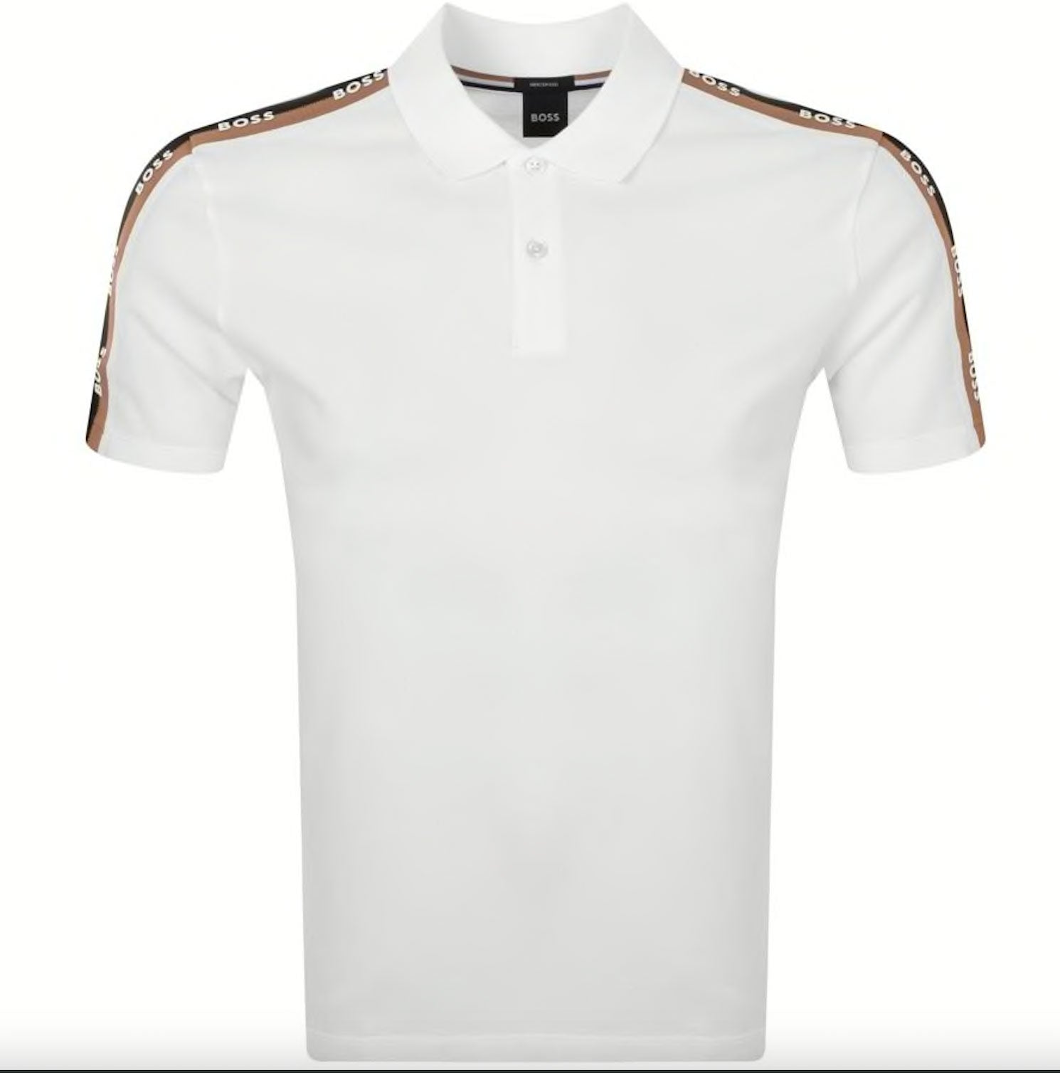 Shop Hugo Boss Men's Parlay White Pique Cotton Shoulder Logo Short Sleeve Polo T-shirt