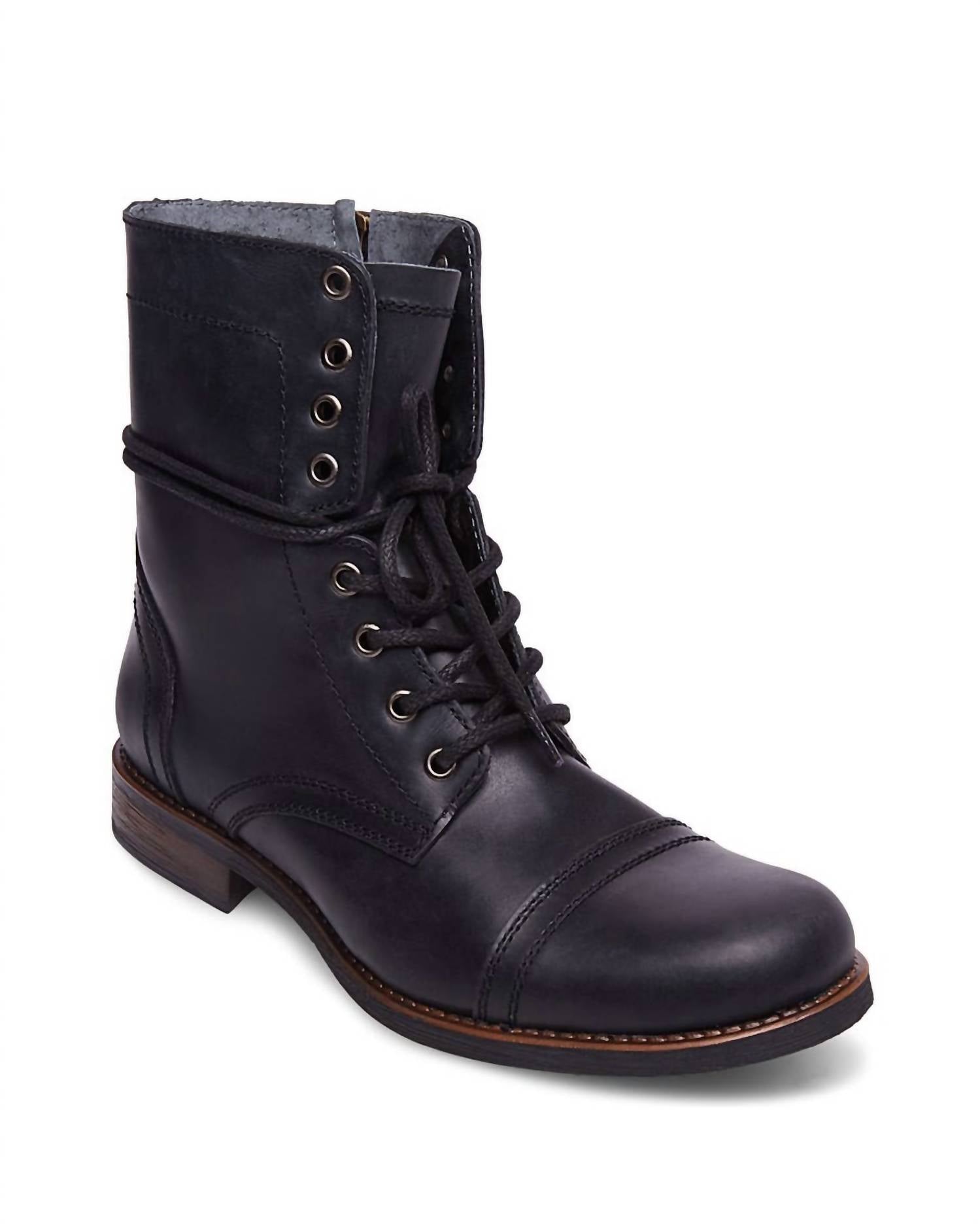 STEVE MADDEN Men's Troopah-C Cap Toe Boot In Black