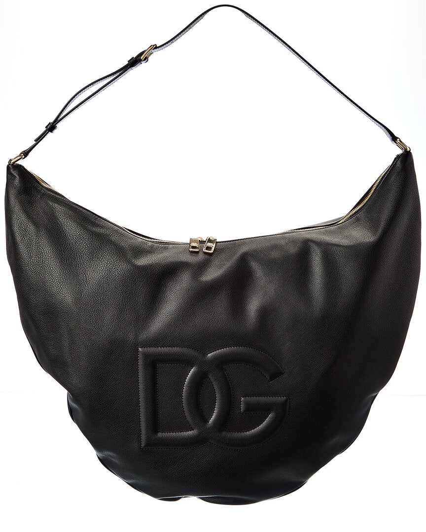 DOLCE & GABBANA Dolce & Gabbana Half-Moon Leather Hobo Bag
