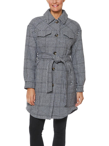 Vince Camuto womens houndstooth warm wool coat