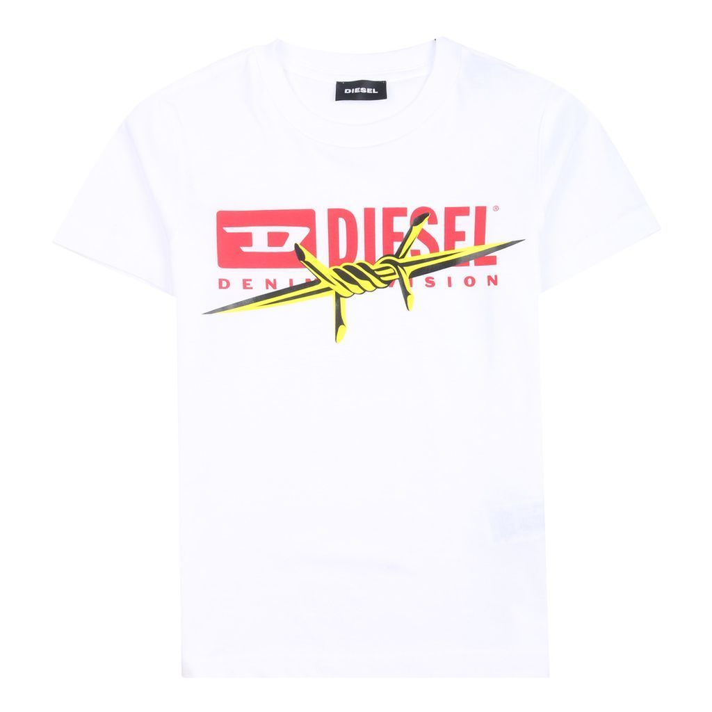 DIESEL White Barbed Wire Logo T-Shirt