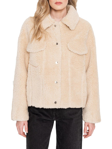 LAMARQUE akina womens faux shearling lightweight faux fur coat