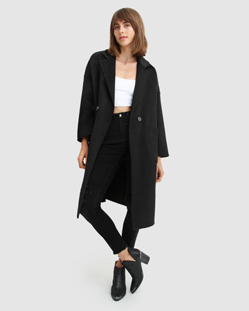 Belle&Bloom publisher double-breasted wool blend coat - black