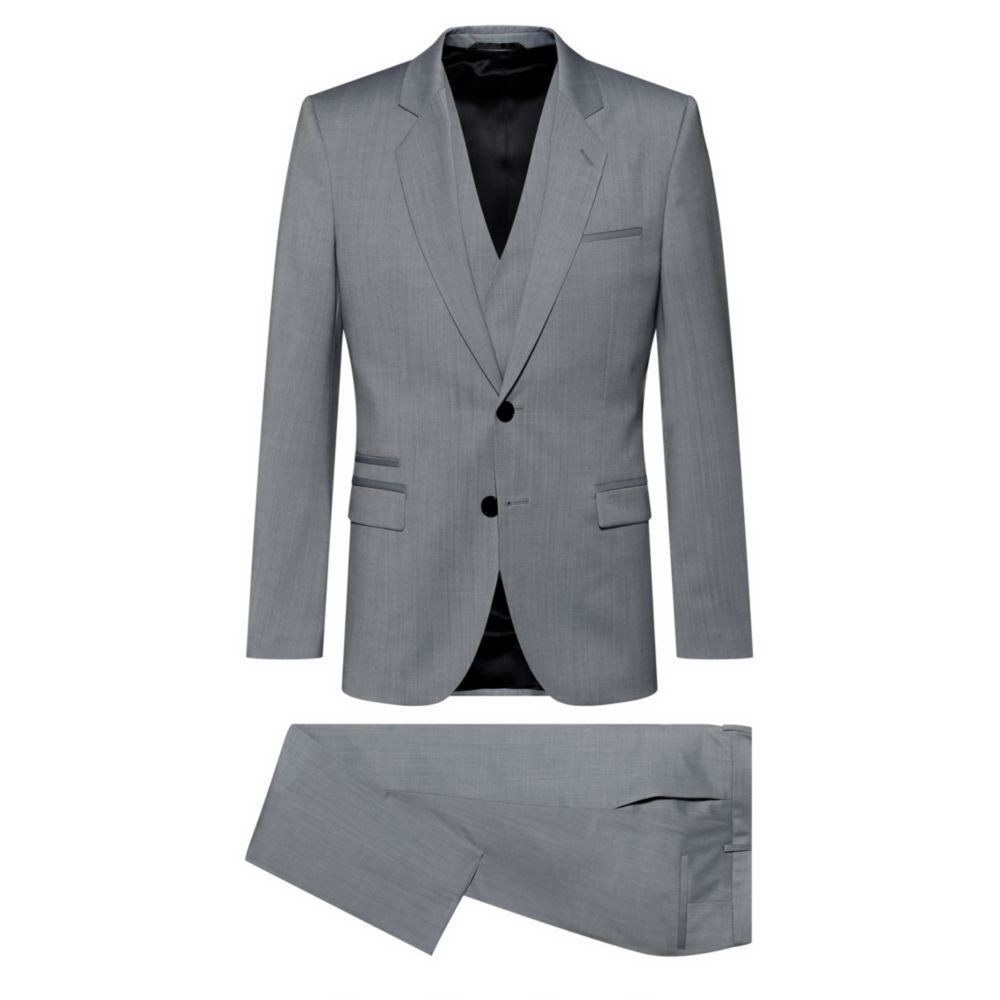 HUGO Three-piece extra-slim-fit suit in virgin wool