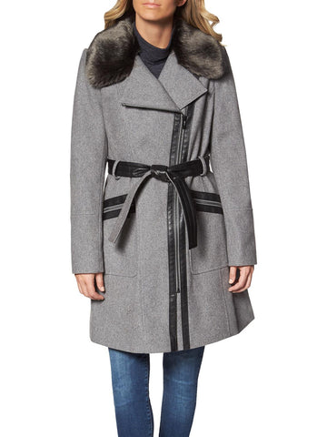 Via Spiga womens faux fur wool wool coat