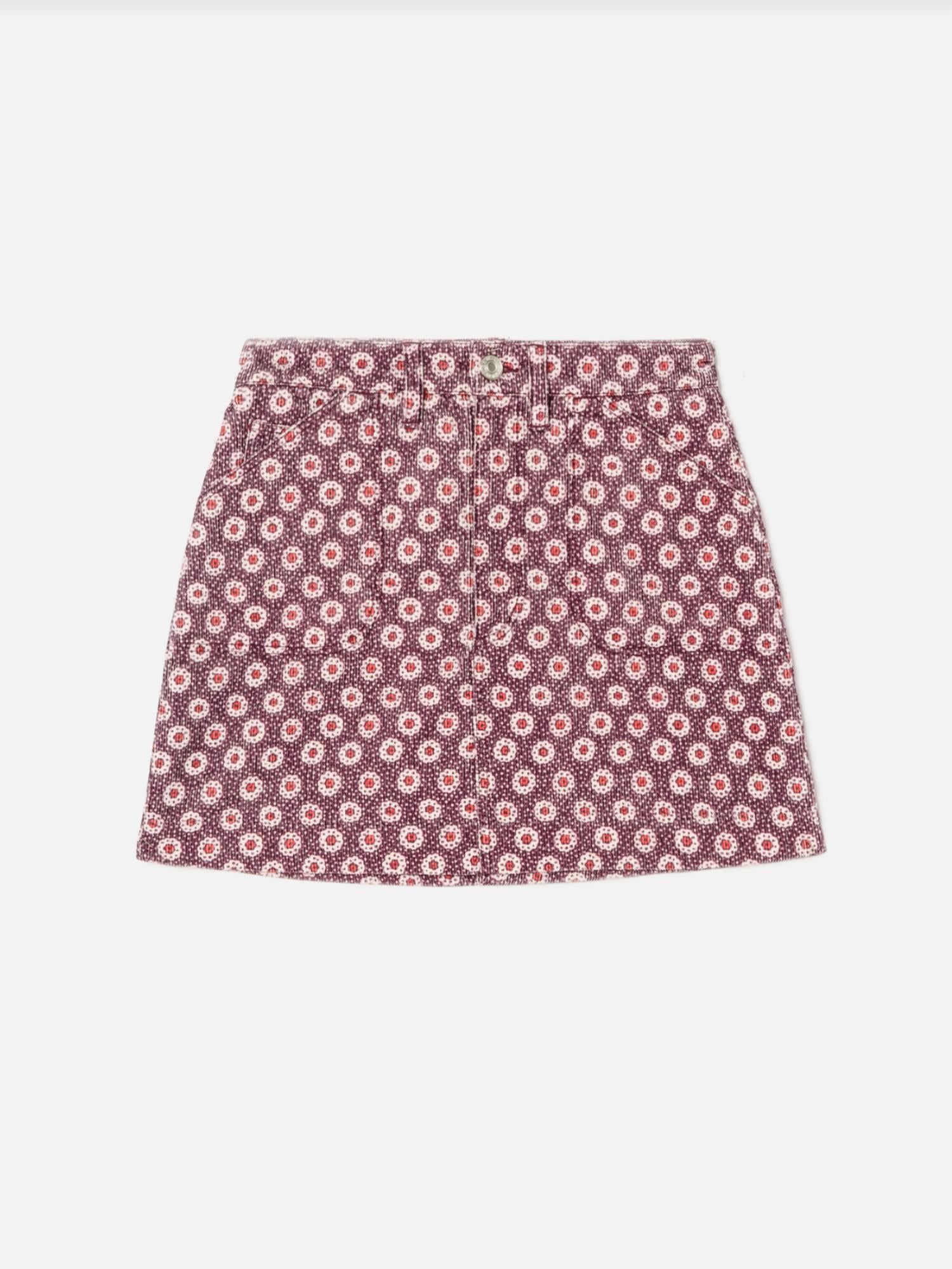 RE/DONE 70S Pocket Mini Skirt in Plum Stamp