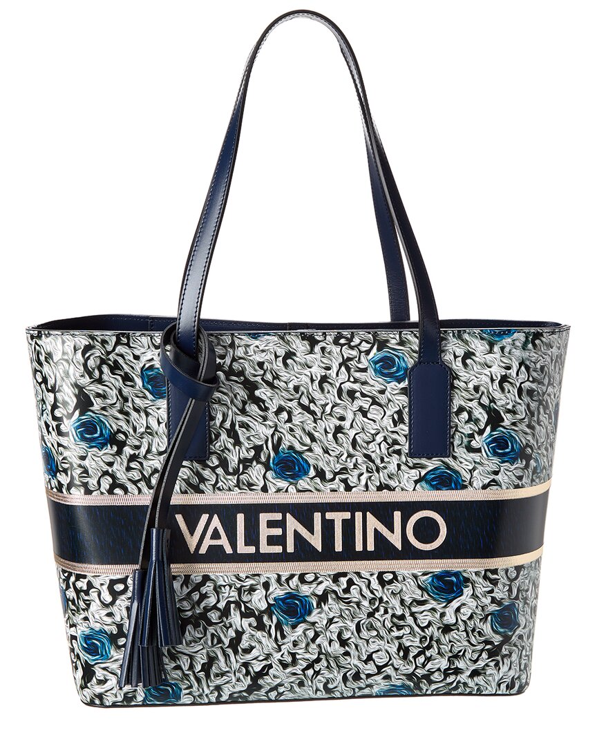 Valentino By Mario Valentino Marie Baroque Leather Tote In Blue