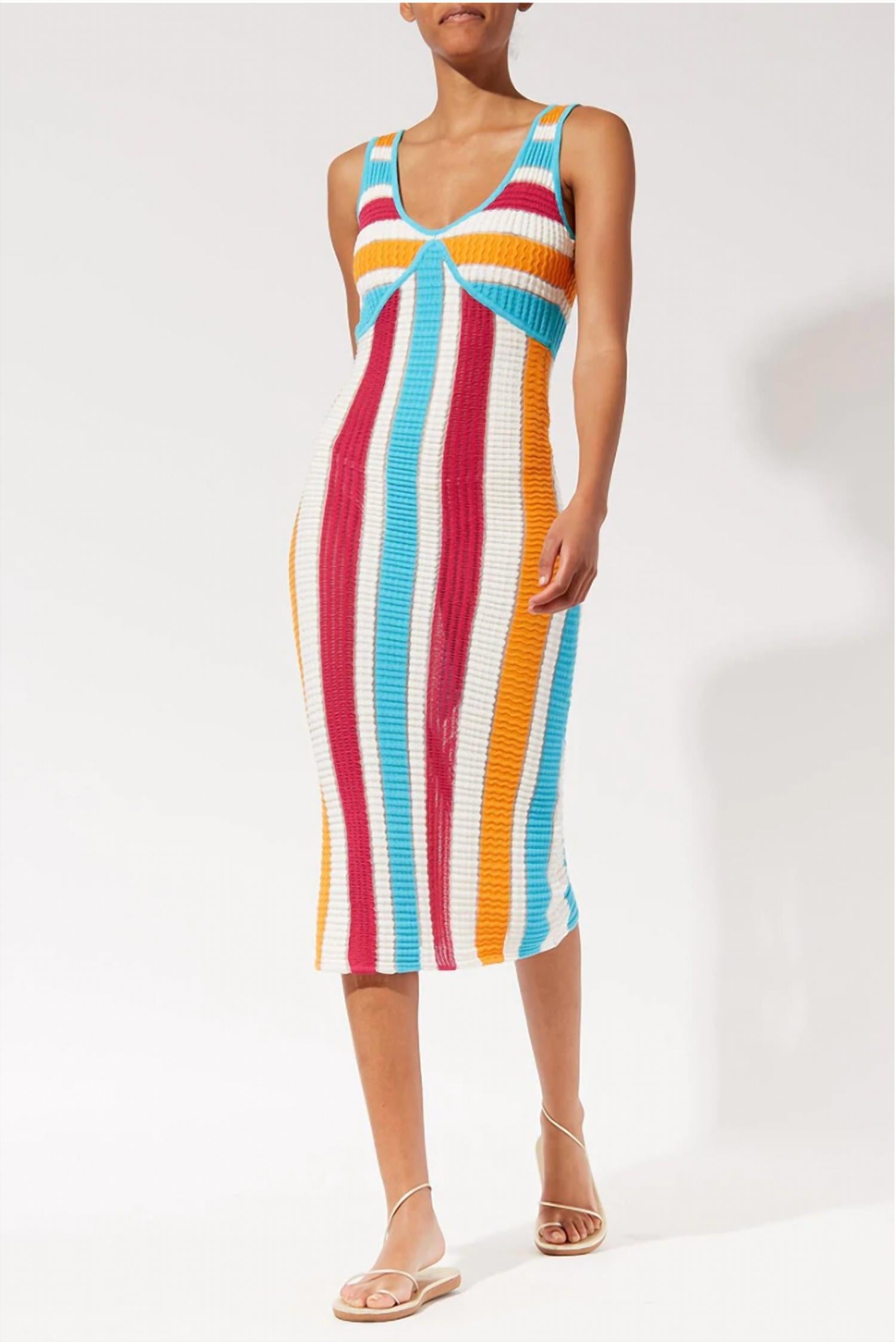 SOLID & STRIPED Aubrey Dress in Multi Textured Stripe