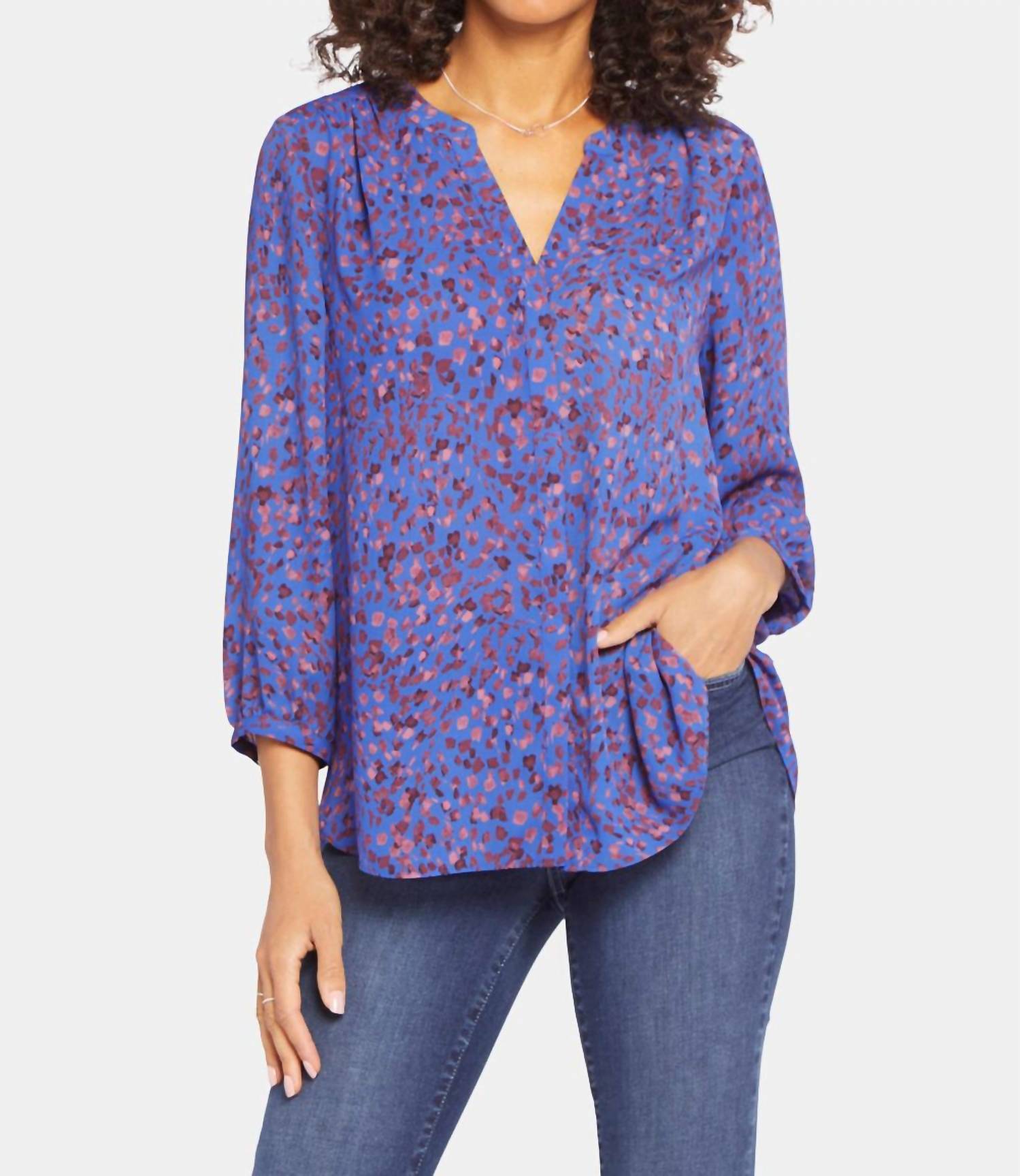 NYDJ Pintuck Blouse in Daphnedale