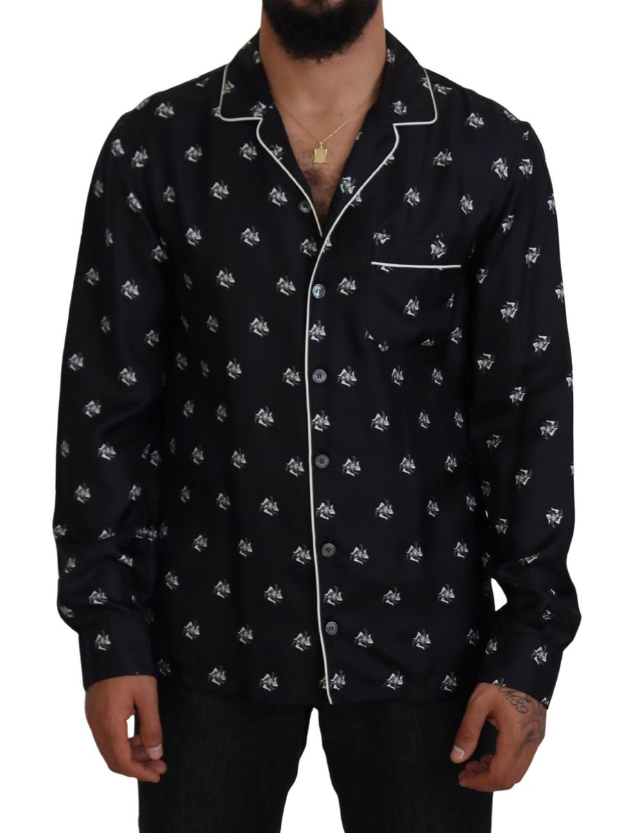 DOLCE & GABBANA Dolce & Gabbana  Printed Colla Men Long Sleeve Pajama Men's Top