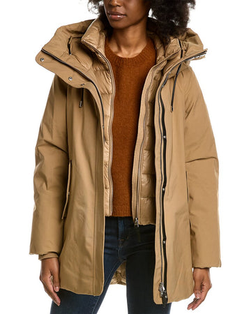 Mackage kinslee 2-in-1 oversized leather-trim down parka