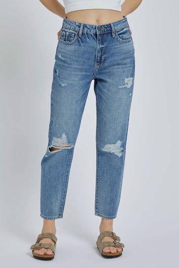 Hidden jayce high rise straight crop jean in medium wash