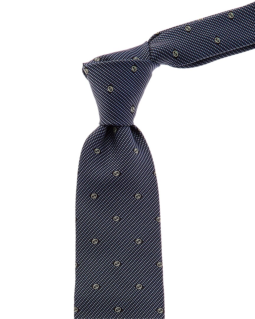 GUCCI Gucci Navy Interlocking G Silk Tie
