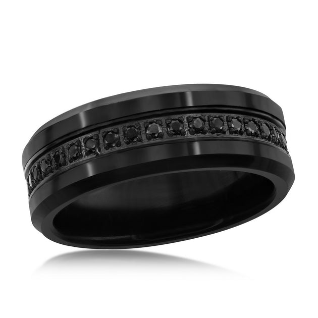 Blackjack Black CZ Eternity Tungsten Ring | Shop Premium Outlets