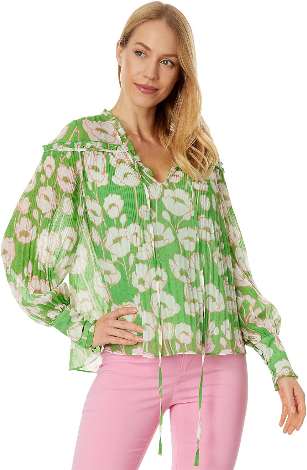 Shop Ted Baker Ellerie Swing Blouse With Blouson Sleeve Green