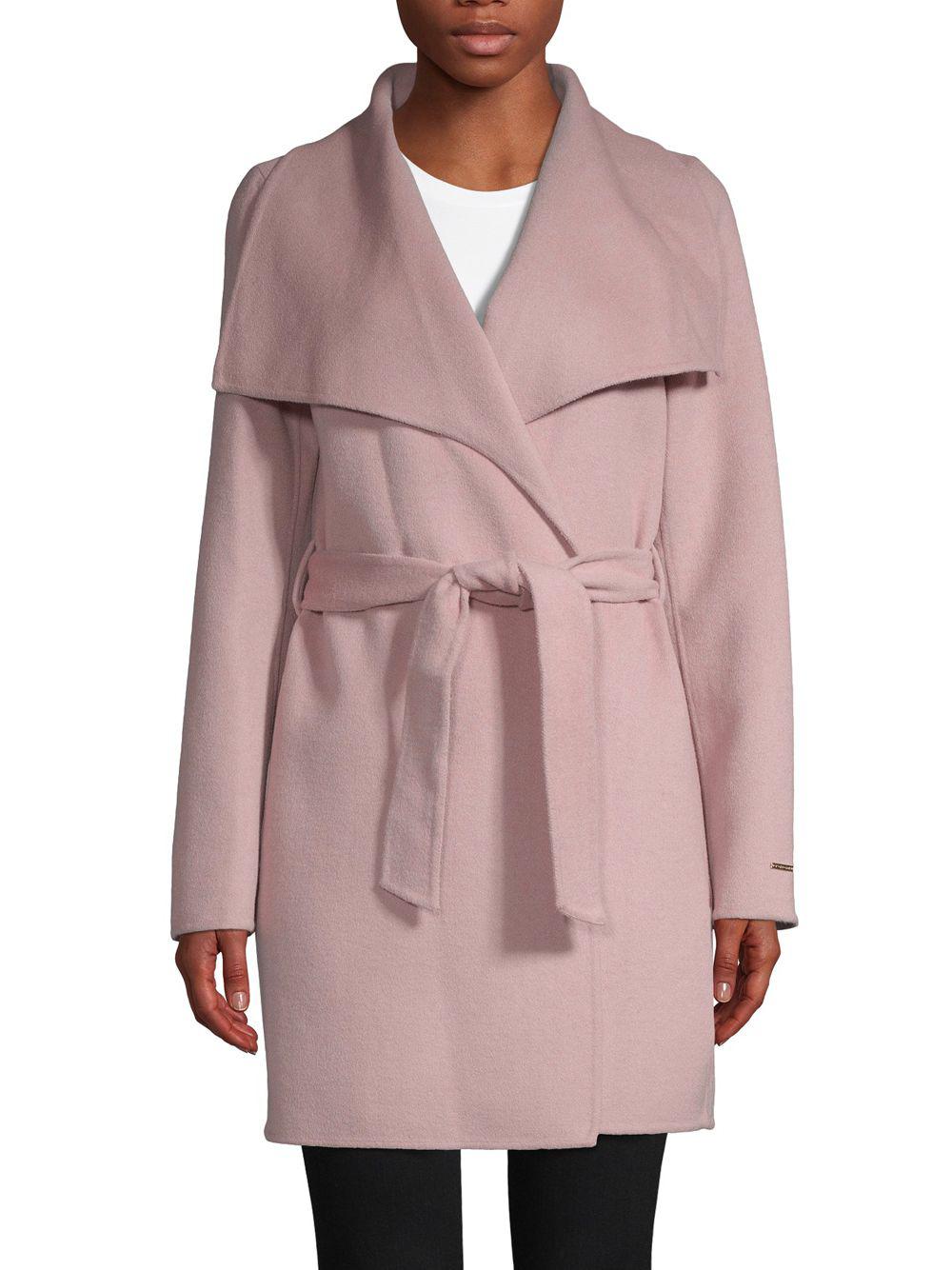 Shop T Tahari Women's Powder Pink Lightweight Wool Wrap Coat Jacket