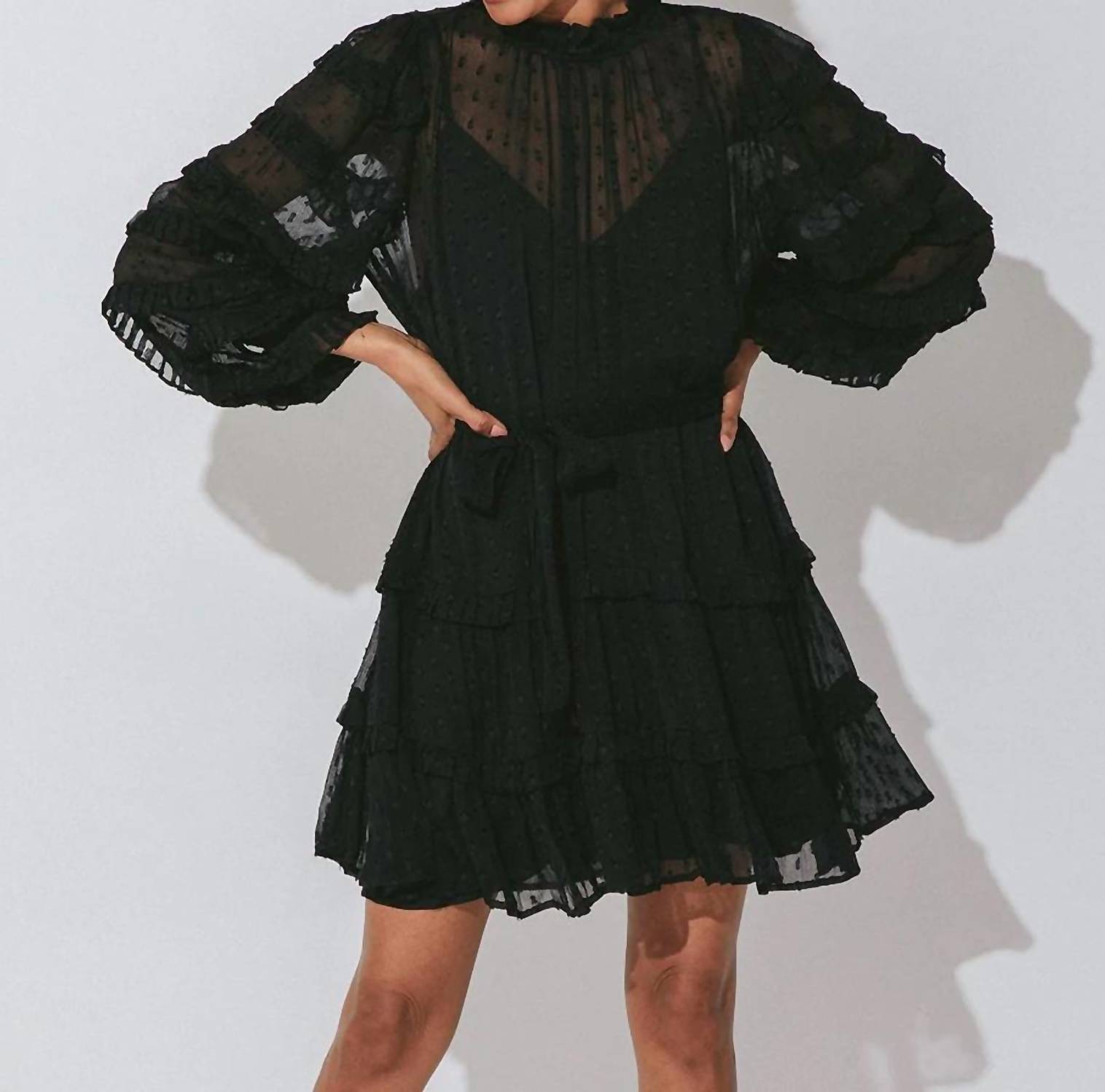 CLEOBELLA Lacey Mini Dress in Black
