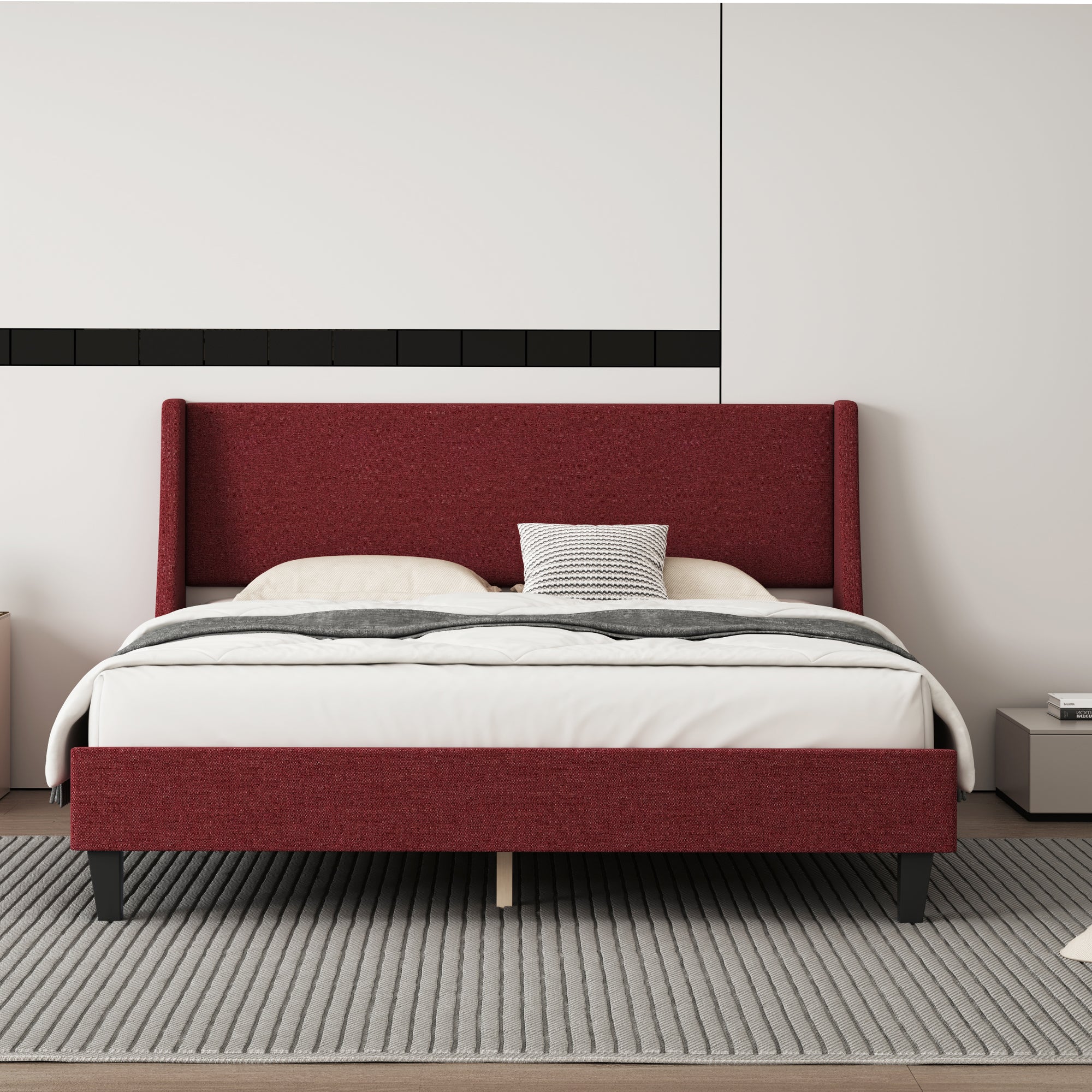 Shop Simplie Fun Queen Size Bed Frame Upholstered Bed Frame Platform
