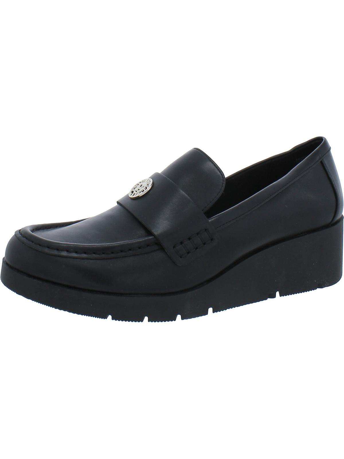 Shop Anne Klein Ofelia Womens Faux Leather Slip-on Loafers In Black