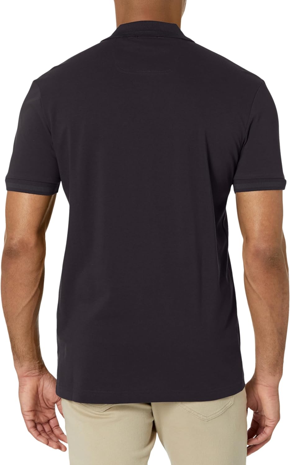 Shop Hugo Boss Men Pio Sporty Tonal Collar Smokey Black Polo T-shirt