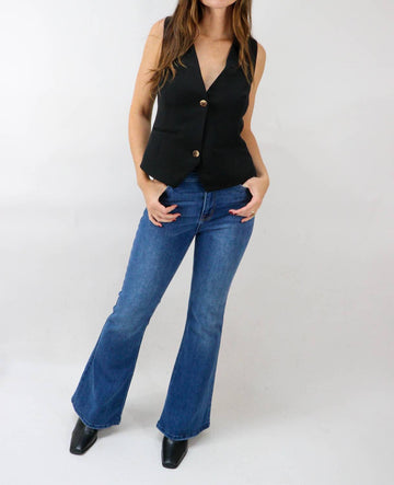 Just Black Denim hannah high rise stretch flare jeans in dark wash