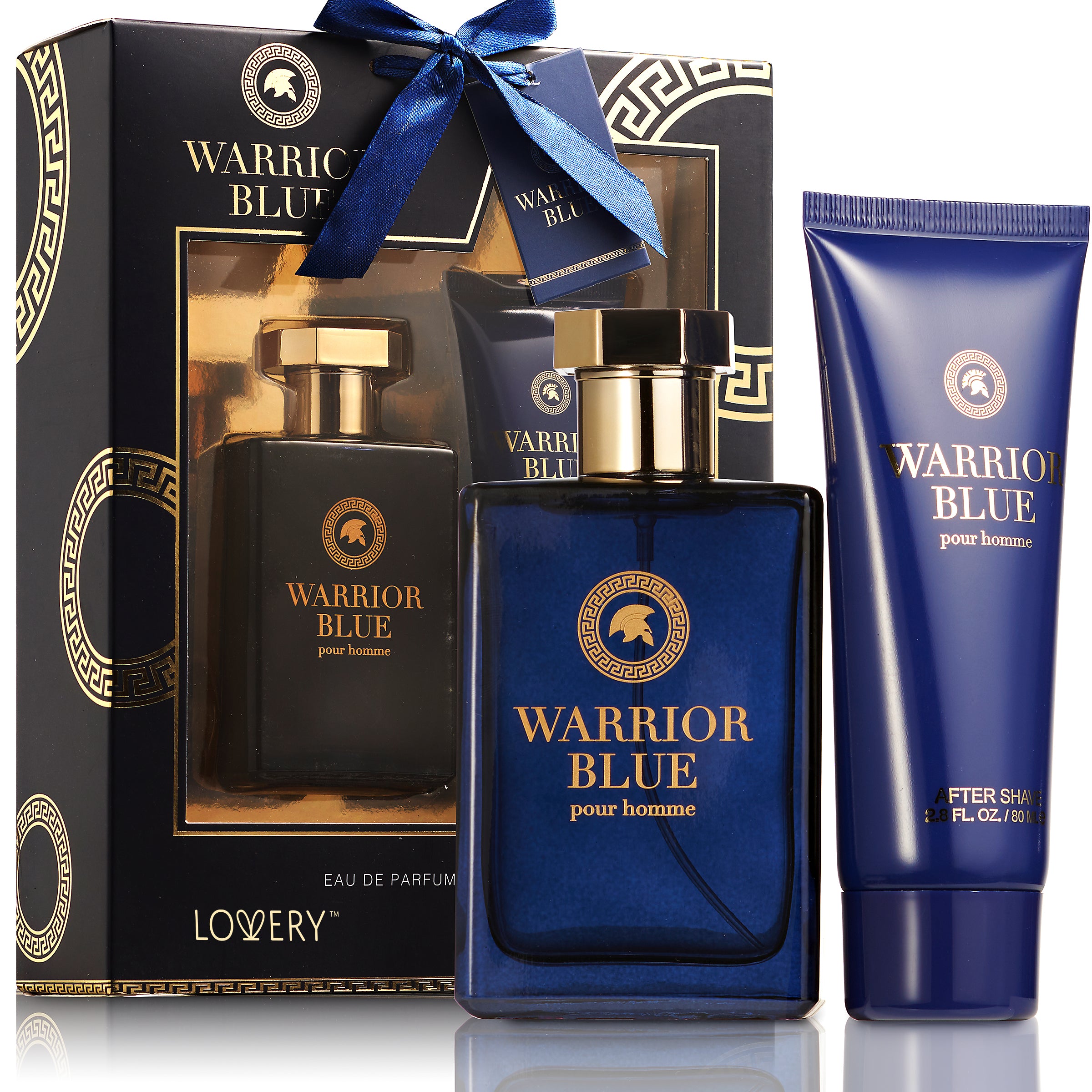 Lovery Warrior Blue Bath And Body Gift Set - Mens Home Spa Pampering Package In White