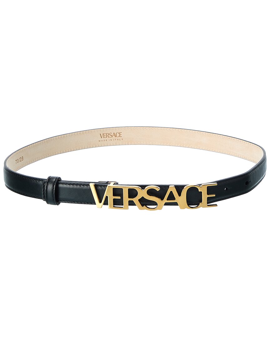 VERSACE Versace Lettering Logo Leather Belt