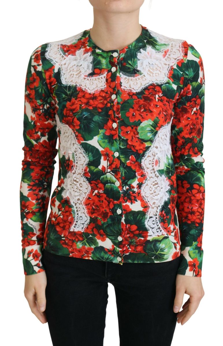 DOLCE & GABBANA Dolce & Gabbana  Wool Floral Cardigan Women's Sweater