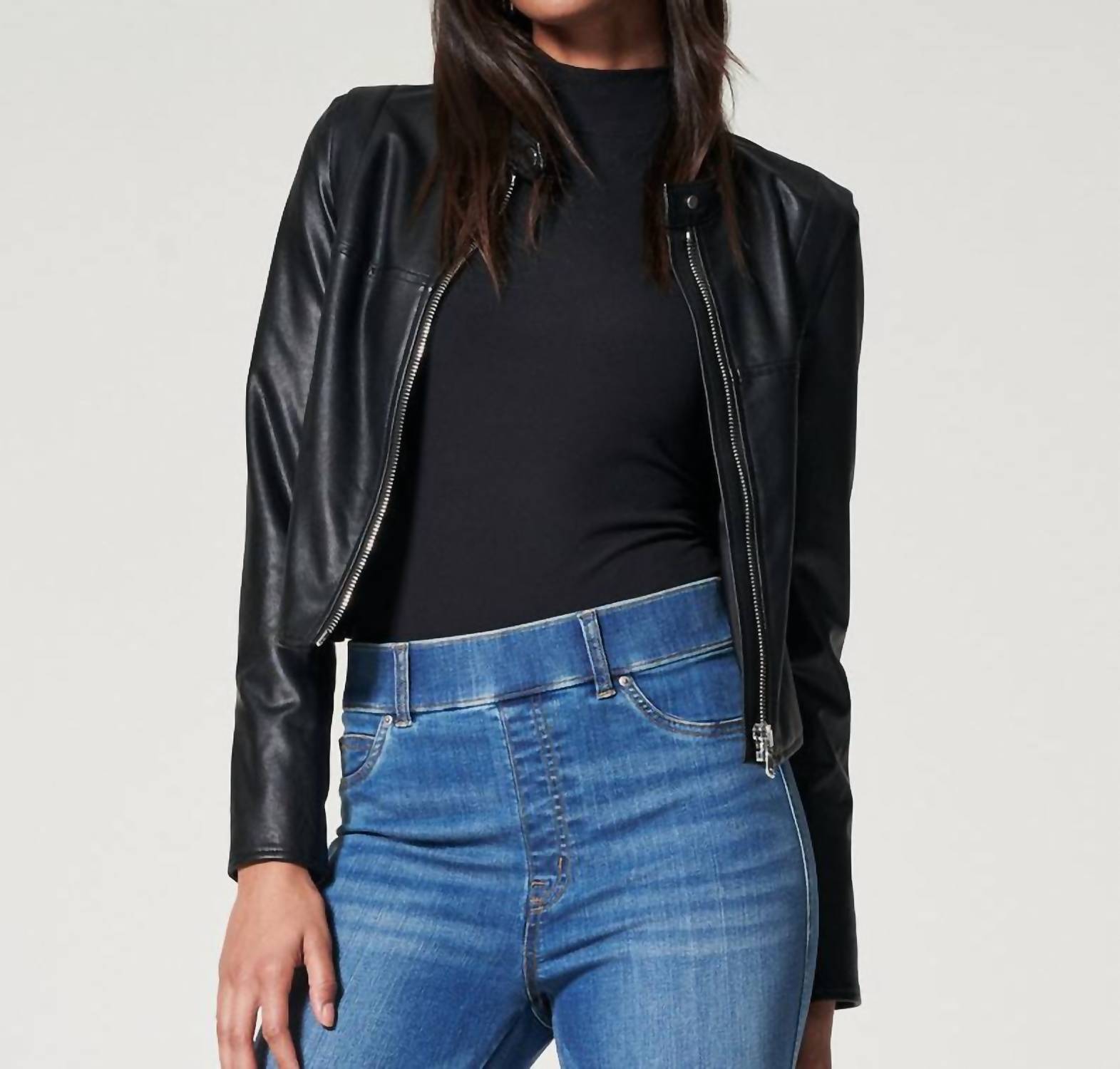 Spanx Leather-like Moto Jacket In Black