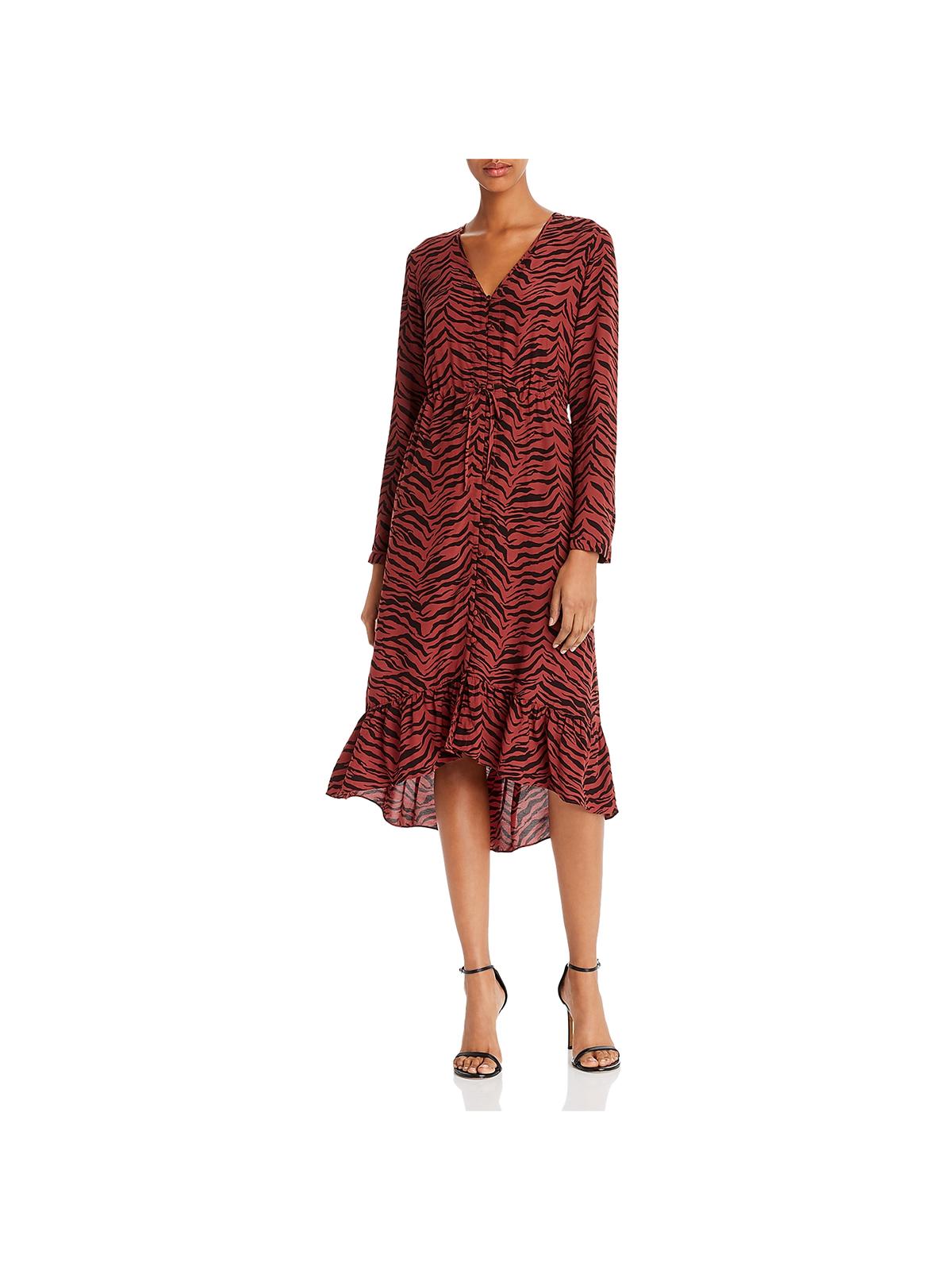 Shop Rails Jade Womens Animal Print Hi-low Midi Dress In Brown