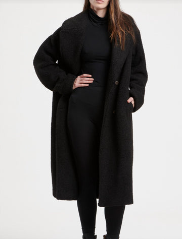 Splendid sivan boucle coat in black