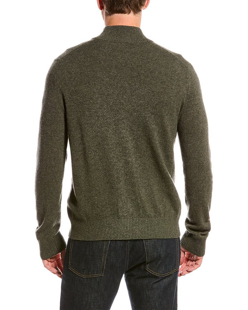 Amicale Cashmere Suede Piping Cashmere 1/4-zip Sweater | Shop Premium ...