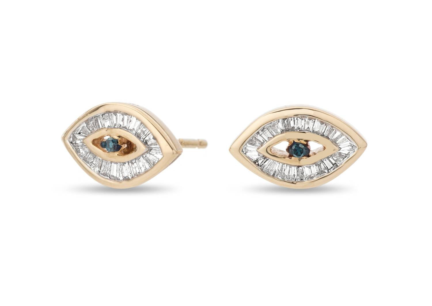 ADINA REYTER Baguette Evil Eye Posts Earring in 14K Yellow