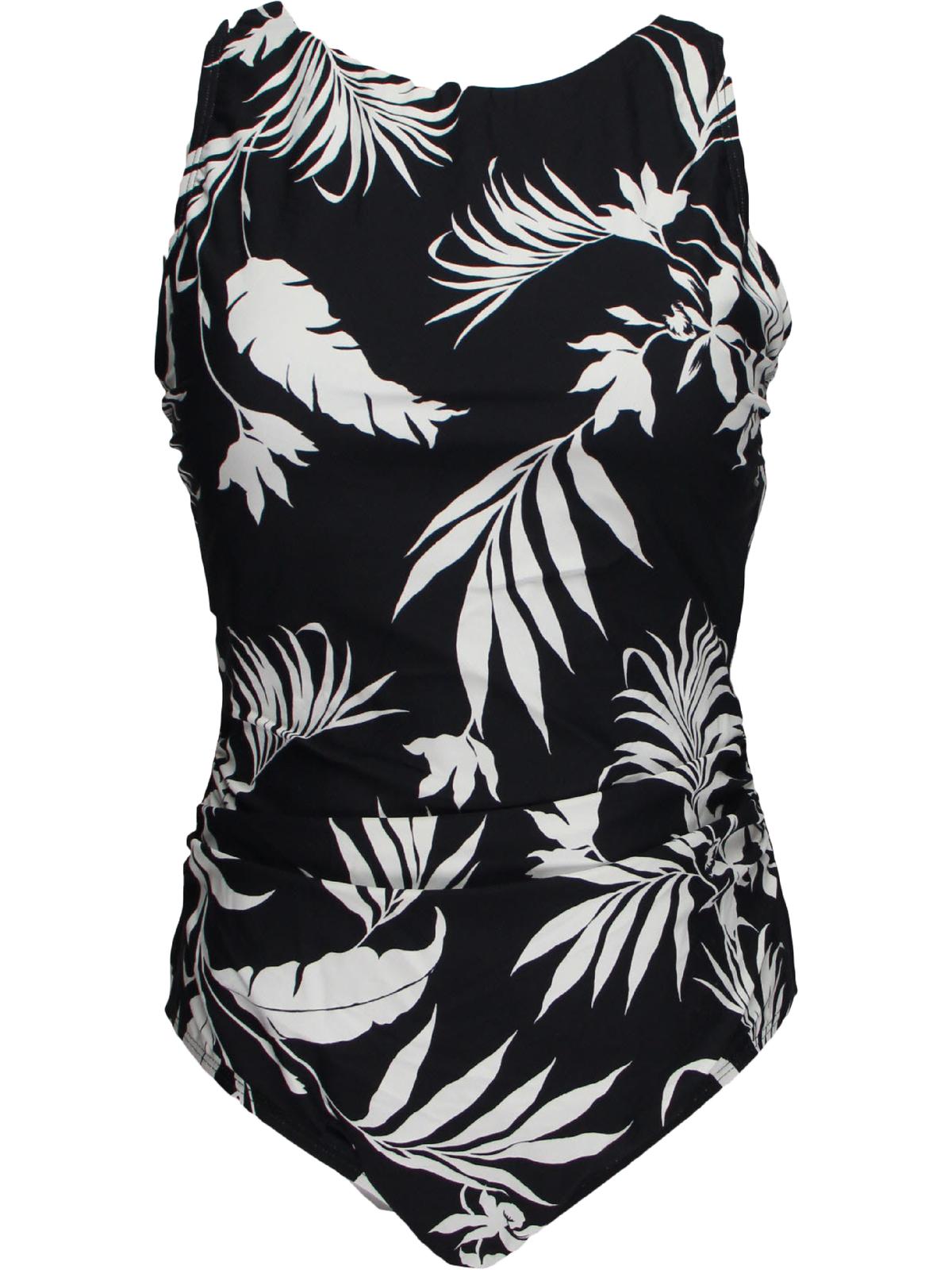 Shop Jantzen Womens Floral High Neck One-piece Swimsuit In Black