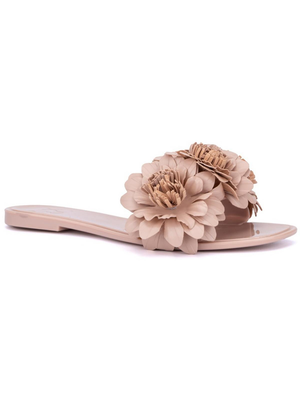 New York And Company Anella 3d Flower Slide Sandal In Nude