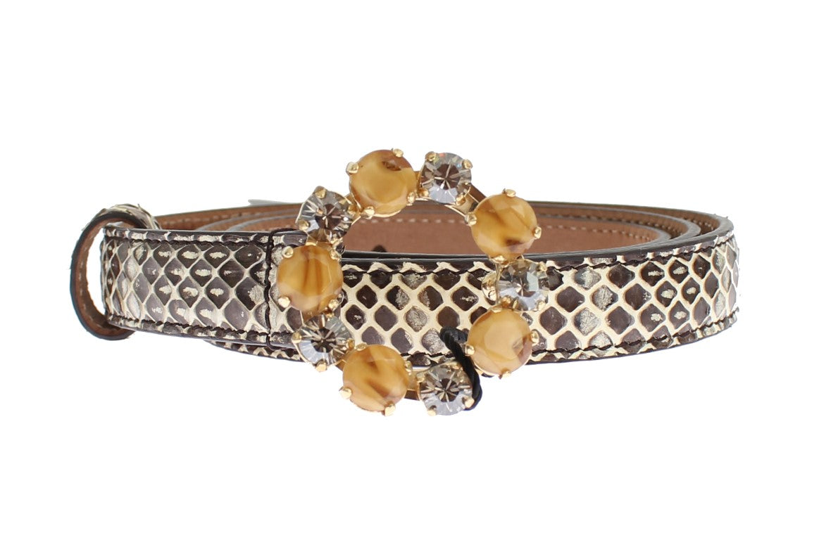 DOLCE & GABBANA Dolce & Gabbana Snakeskin Crystal Buckle Women's Belt