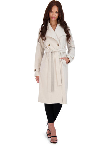 Avec Les Filles womens faux wool belted wrap coat