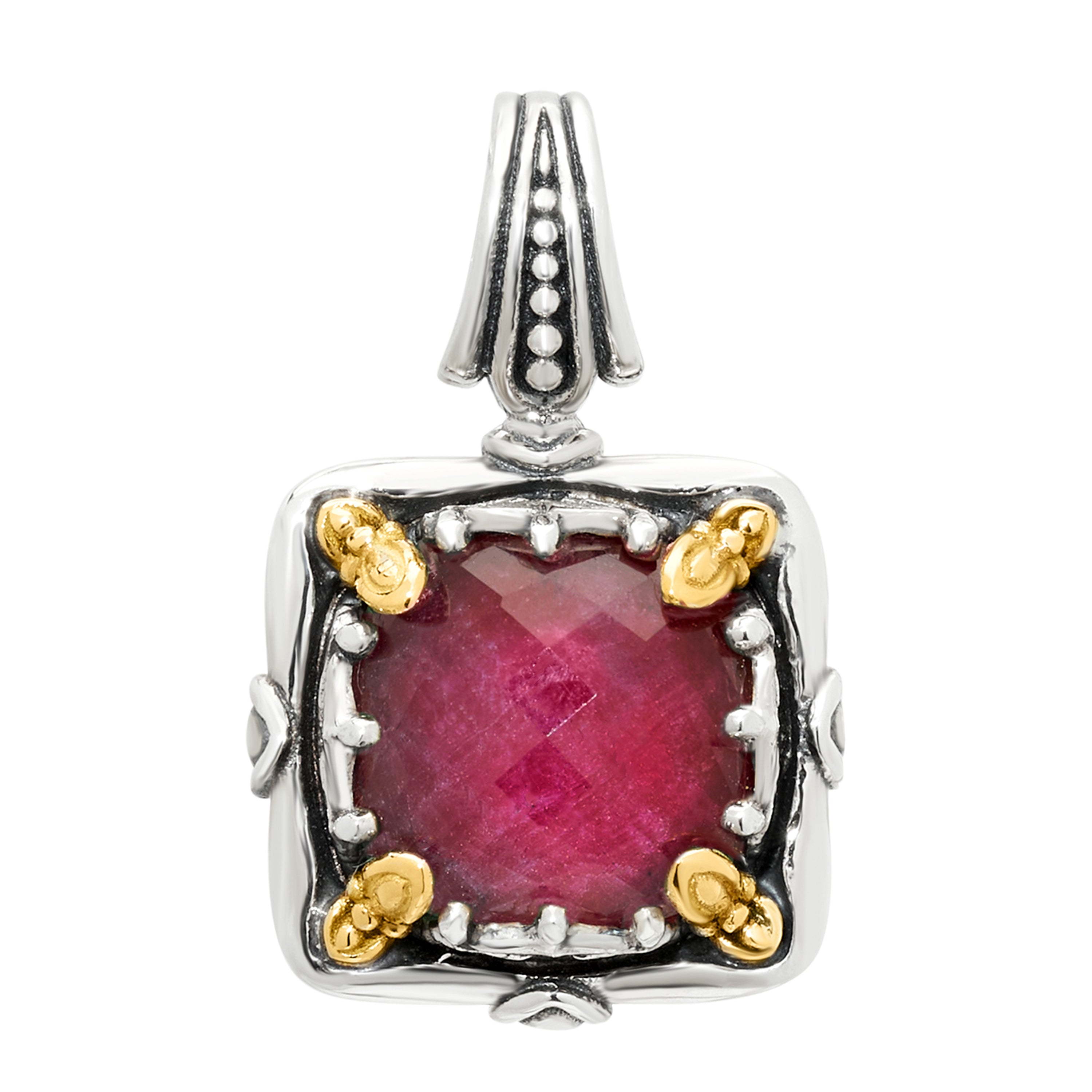 KONSTANTINO Konstantino Gen K Sterling Silver and 18k Yellow Gold Ruby Pendant Necklace MEKJ709-546