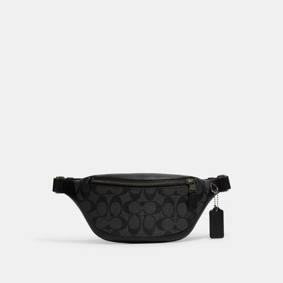 코치 COACH Outlet warren mini belt bag in signature canvas,gunmetal/charcoal