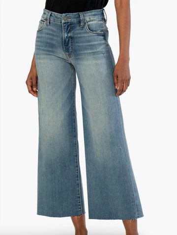 Kut From The Kloth meg high rise fab ab wide leg raw hem jeans in win wash