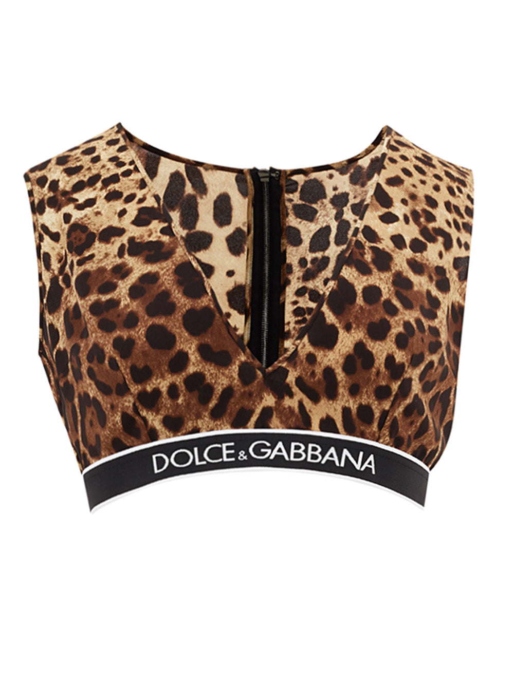 DOLCE & GABBANA Dolce & Gabbana  Leopard Print Cropped V Neck Women's Top