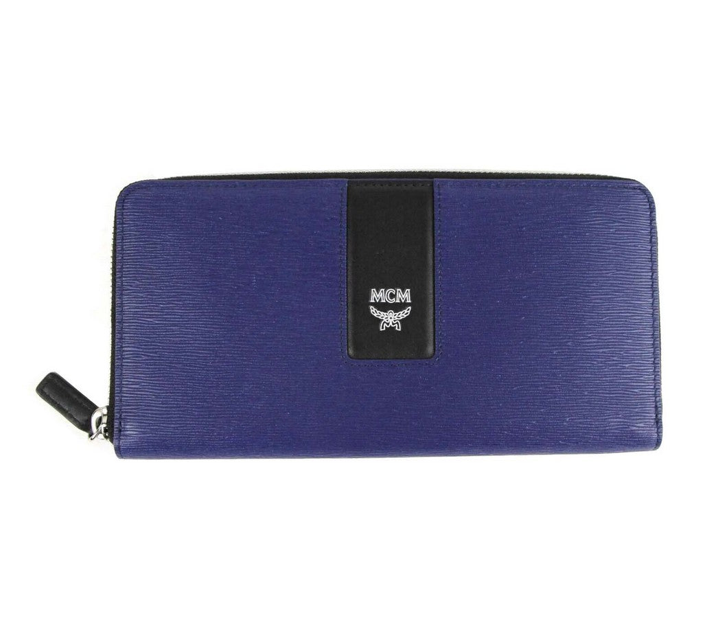 MCM MCM Men's Navy Leather With Logo Zipped Wallet