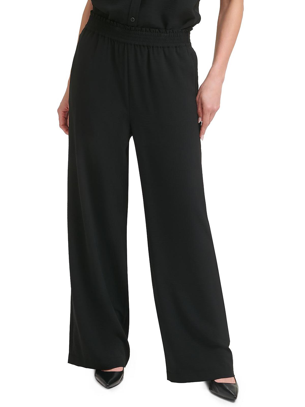 CALVIN KLEIN Womens Smocked Workwear Wide Leg Pants