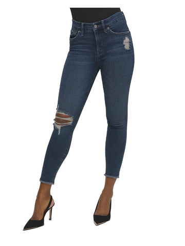 Good American womens distressed skinny cropped jeans