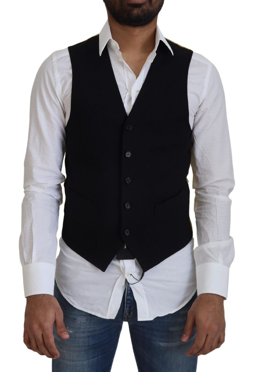 DOLCE & GABBANA Dolce & Gabbana  Wool Stretch Waistcoat Formal Men's Vest