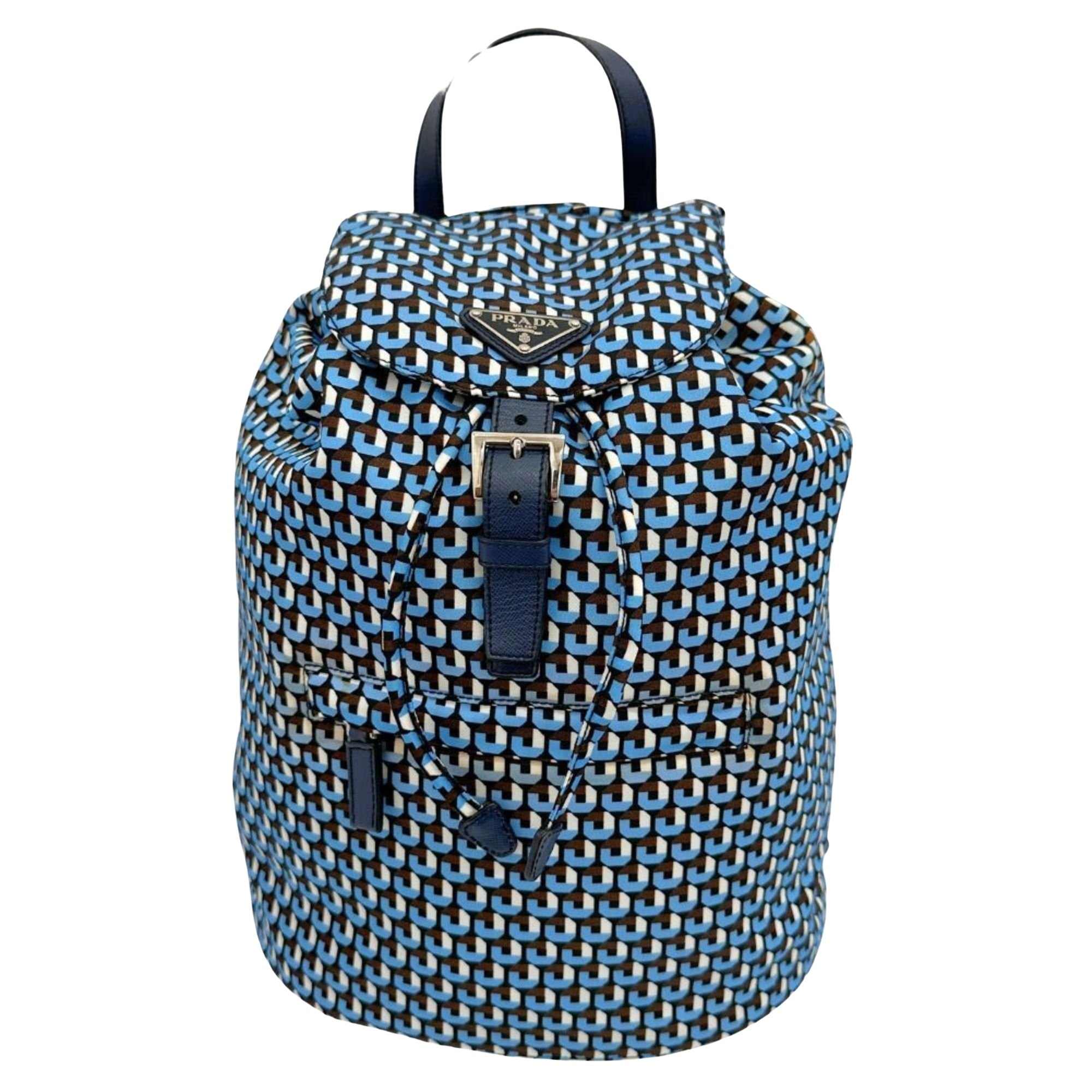 Shop Prada Tessuto Synthetic Backpack Bag () In Blue