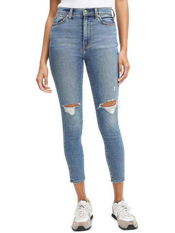 7 For All Mankind womens distressed ankle high-waist jeans