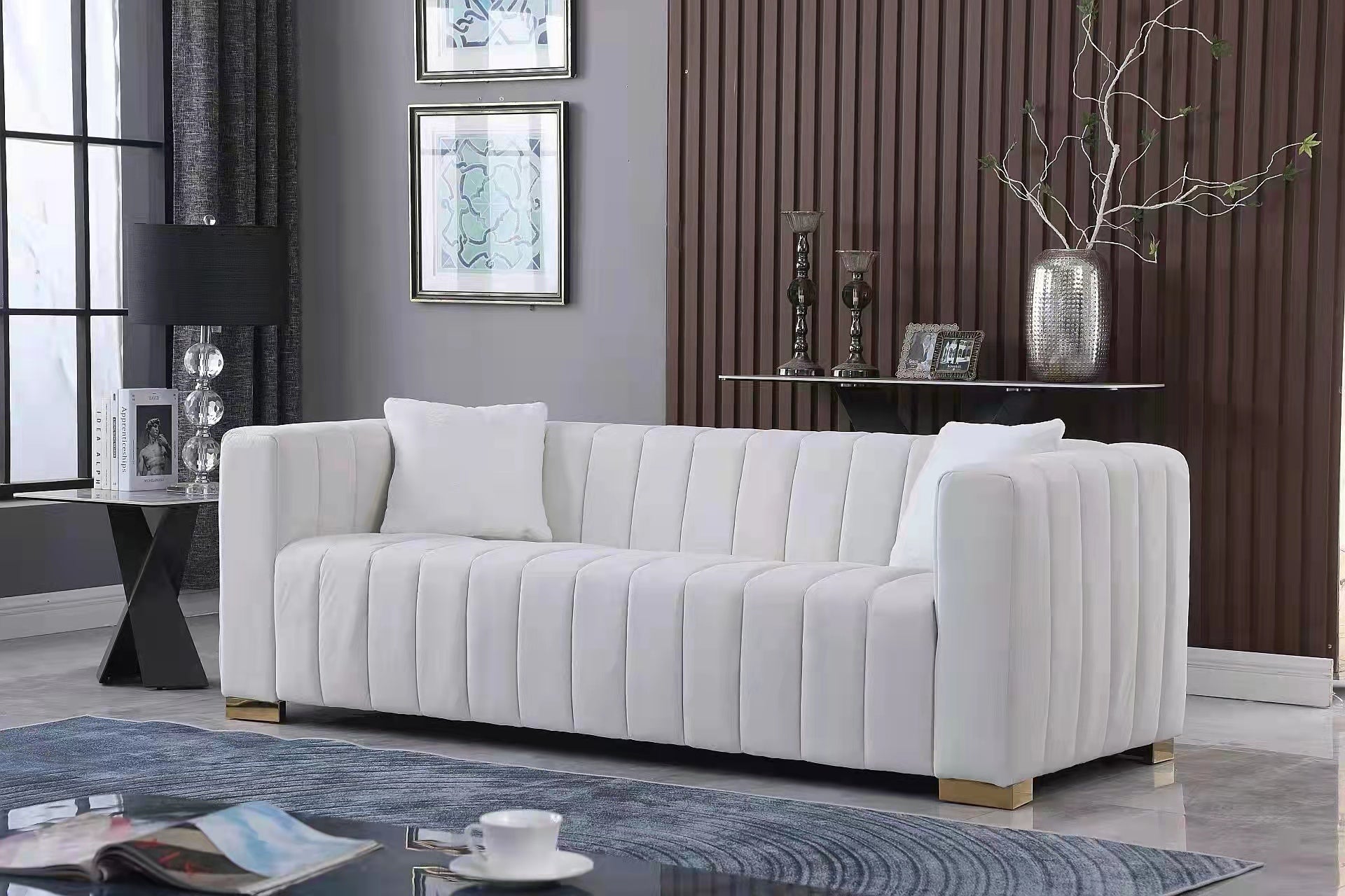 Shop Simplie Fun A Modern Channel Sofa Take On A Traditional Chesterfield